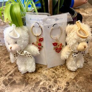 (Pick) Plush Teddy Bear Bagcharm Red Love & Charms Enamel Keyring